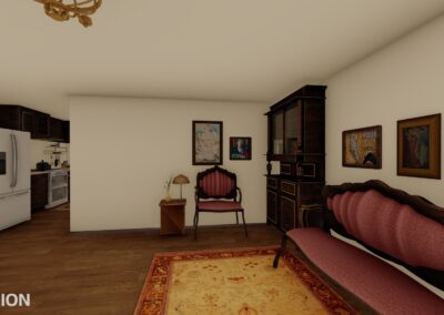 a render of a living room with furniture and decor