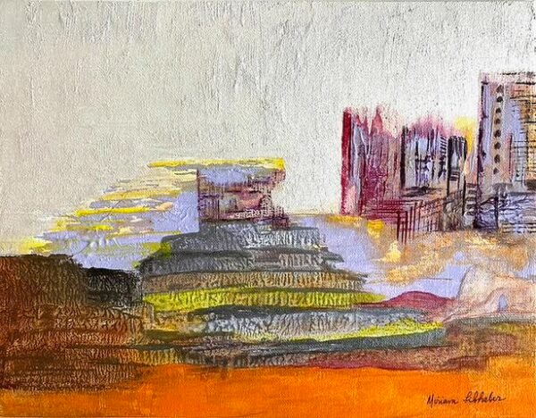 Artwork with building blocks stacked upon each other. Miriam Libhaber Painting - Foundation