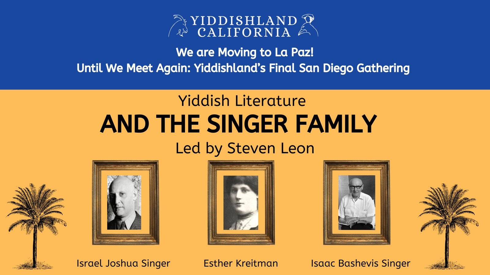 Yiddish for Absolute Beginners poster, with the photo of the teacher Julia Koifman